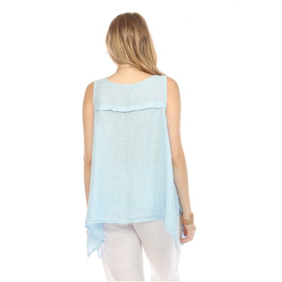 Light Blue Asymmetrical sleeveless A Line Top - Picture 4 of 7